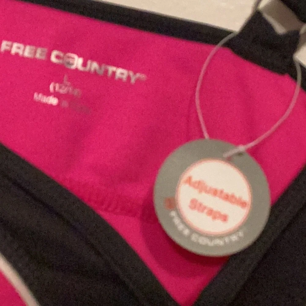 Free Country Women's Pink and Black Double Strap Tankini Top - Picture 5 of 14